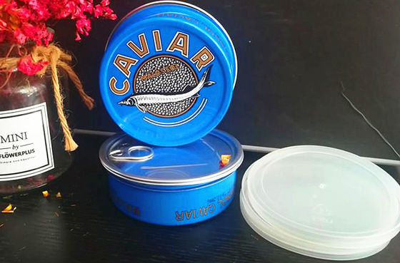 캐비아르 반지 튀기 캔 쉽게 알루미늄에 캐비아르 캔 오픈 플라스틱 뚜?? 3.5oz와 7oz
