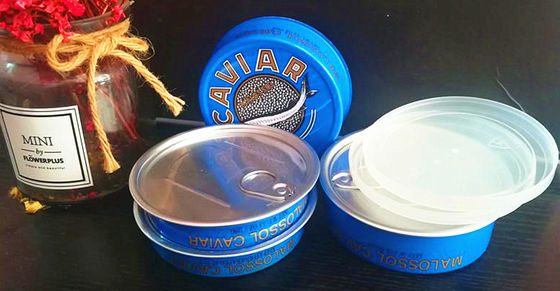 캐비아르 반지 튀기 캔 쉽게 알루미늄에 캐비아르 캔 오픈 플라스틱 뚜?? 3.5oz와 7oz