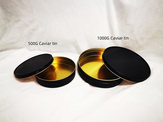 진공 비어 캐비아르 틴 캔 식품 등급 포장 1000ml/g 1kg 매트 블랙 금 안쪽