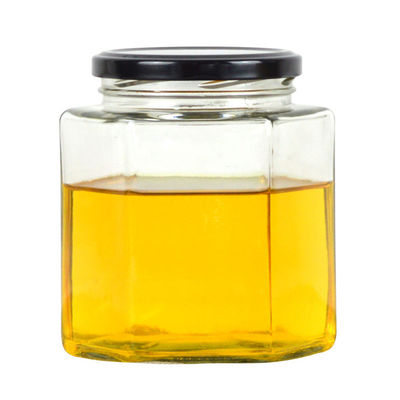 헥사곤 맑은 유리 저장 병 100ml 500ml 금속 뚜?? 으로 꿀 크림