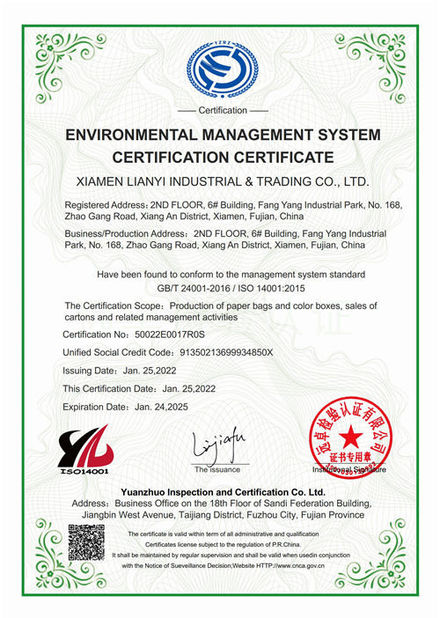 중국 Lianyi International industrial and trading co.,Ltd 인증